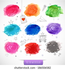 Set of watercolor backgrounds. Vector illustration. 