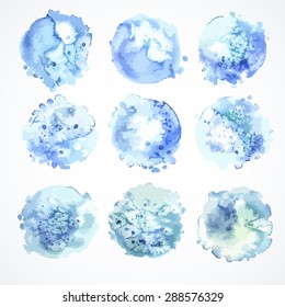 Set of watercolor banners spots. Watercolor texture, handmade, background. Element for design, for printing and web projects.