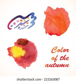 Set of watercolor blobs, isolated on white background. Watercolor painting for textures. Vector illustration of Watercolor. 