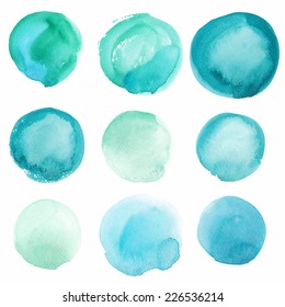 Set of watercolor blobs, isolated on white background. Vector illustration