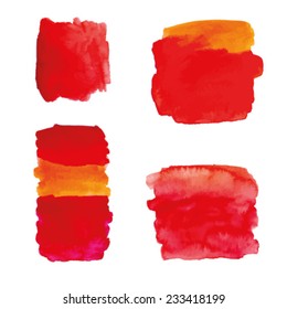 Set of watercolor blobs, isolated on white background. Seamless patterns. Vector illustration 