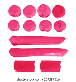 Set of watercolor blobs, isolated on white background. Blank watercolor colored shapes, web buttons / Vector illustration