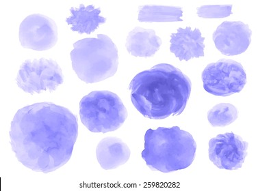 Set of watercolor blobs isolated on white background. Vector illustration.