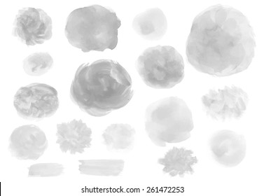 Set of watercolor blobs isolated on white background. Vector illustration.