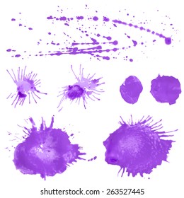 Set watercolor blobs, isolated on white background. Shape design blank watercolor colored rounded shapes web buttons on white background. Vector