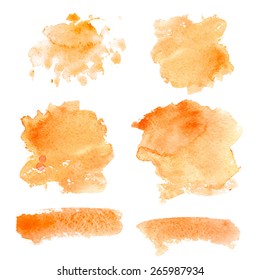 Set watercolor blobs, isolated on white background. Shape design blank watercolor colored rounded shapes web buttons on white background. Vector