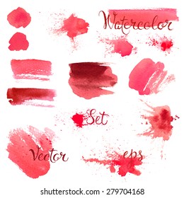 Set watercolor blobs, isolated on white background. Shape design blank watercolor colored rounded shapes web buttons on white background. Vector