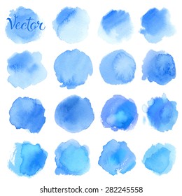 Set of watercolor blobs, isolated on white background. Vector color