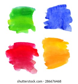 Set watercolor blobs, isolated on white background.
