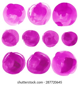 Set of watercolor blobs, isolated on white background. Vector illustration