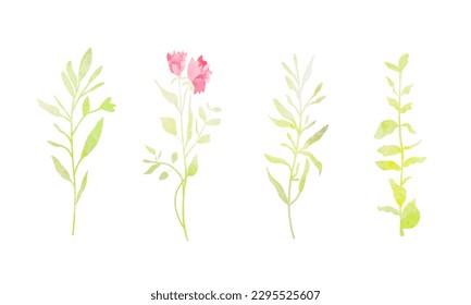Set of watercolor botanical element vector. Collection of watercolor and golden plants. Elegant collection for wedding, invitation, decorative, card.