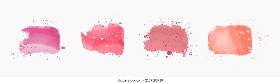 Conjunto de trazo de pincel de acuarela aislado sobre fondo blanco. El tamaño se puede aumentar con la preservación de la calidad. Mano pintó manchas. Gradientes con superposición. Ilustración vectorial para el diseño de grunge.