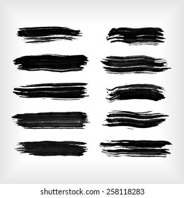 Set of watercolor brush strokes. Watercolor brush strokes collection. Paint brush strokes. EPS10 abstract vector. Isolated on white.   