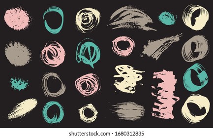 Set - watercolor brush strokes in grunge style - multicolored. bright on white background. Art creative modern abstract vector.