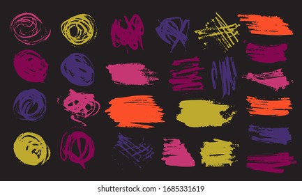 Set - watercolor brush strokes in grunge style - multicolored.  Vector illustration. Art creative modern abstract vector.