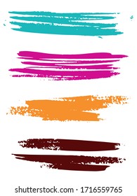 Set - watercolor brush strokes in grunge style - multicolored. Watercolor Vintage. Art creative modern abstract vector.