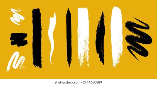 Set - watercolor brush strokes in grunge style - multicolored bright on white background - isolated - art creative modern abstract vector