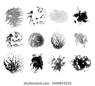 Set of watercolor brush strokes. Grunge texture, brush added to palette