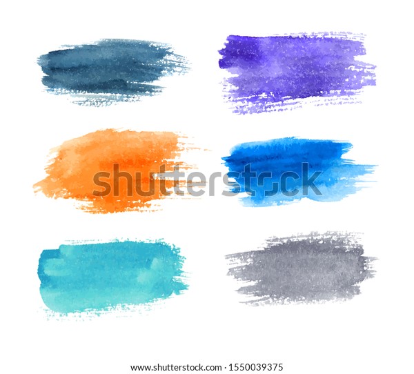 Set Watercolor Brush Strokes Jagged Edges Stock Vector (Royalty Free ...