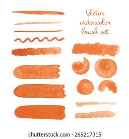 Set of watercolor brush vector strokes