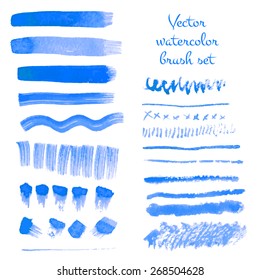 Set of watercolor brush vector strokes
