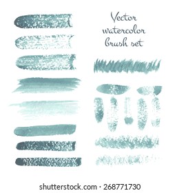 Set of watercolor brush vector strokes
