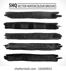 Set of watercolor brushes. Grunge brushes. Design elements. Vector brushes. Hand drawn. Grunge banners. Abstract shape. Retro background. Vintage background.