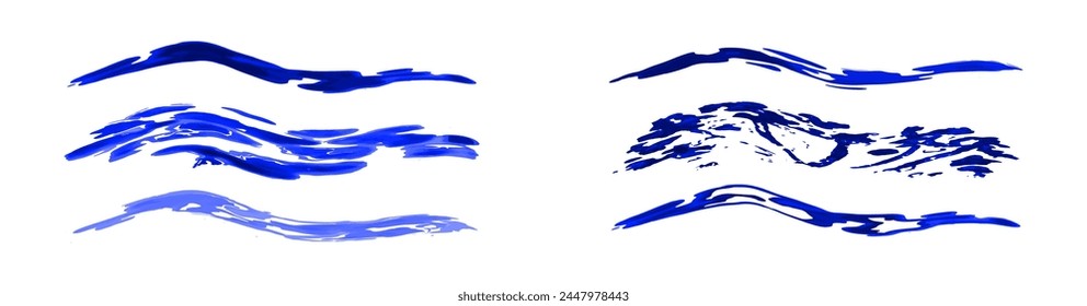 A set of watercolor brushes on white background for design projects. Brush strokes. Vector graphics