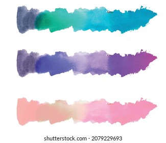 Set of watercolor brushstroke. Design element. Trend colors 2022.