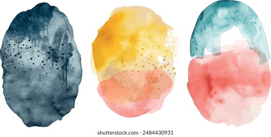 Set of watercolor brushstrokes, colourful, for design, background	
