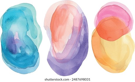 Set of watercolor brushstrokes, colourful, for design, background	
