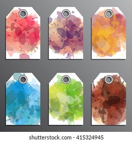 set of watercolor cards, collection of cards with watercolor, set of vector design banner,