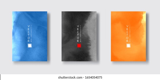 Set of watercolor Cards. Trendy Color Watercolour backgrounds for Business Cards, Flyers, Banners, Placards and Posters Design.