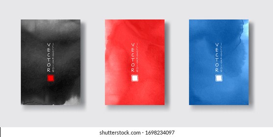 Set of watercolor Cards. Trendy Color Watercolour backgrounds for Business Cards, Flyers, Banners, Placards and Posters Design.