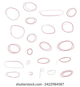 Set of watercolor circle vector icons in hand drawn style. Hand drawn drawings of various circles on white background