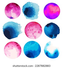 Set of watercolor circles. Vector illustration