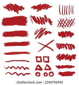 A set of watercolor color brush strokes. Vector ink illustration in grunge style.