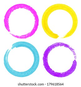 Set of Watercolor Colorful Grunge Circle Stains, vector illustration 