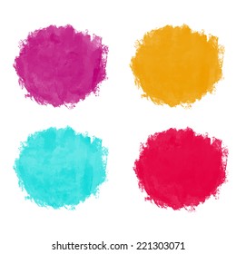 Set watercolor colorful rainbow circle, paint stains isolated on a white background. Art abstract. Frames 