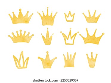 Set of watercolor crowns for your design. Vector illustration