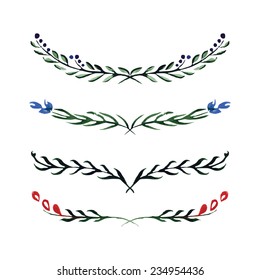 Set of watercolor decorative elements, vector 