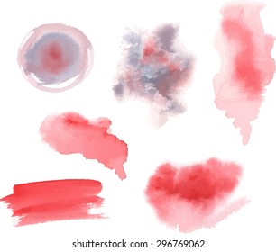 A set of watercolor design elements, scalable vector graphic
