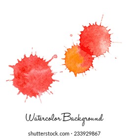 Set Of Watercolor Drops, Hand Drawn Abstract Background For Card, Brochure,Banner,Web Design. Vector Splatters.