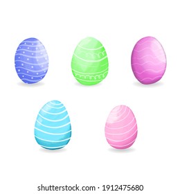 Set of watercolor easter eggs in colorful color,Easter day concept