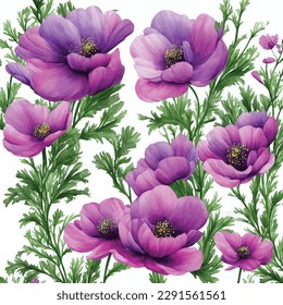 Set water color elements collection gartenanemonefarben, blätter, zweige illustration