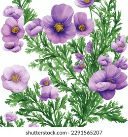 Establecer la colección de elementos acuarelas flores de anémona vintage, hojas, ramas en la ilustración vectorial botánica