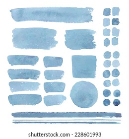 Set of watercolor elements, isolated on white, for trendy design of your website / Vector Illustration