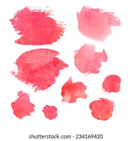 Set of watercolor elements, isolated on white / Vector Illustration