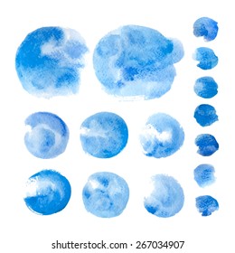 Set of watercolor elements, isolated on white, for trendy design of your website / Vector Illustration