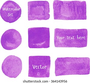 Set of watercolor elements. Vector. 
